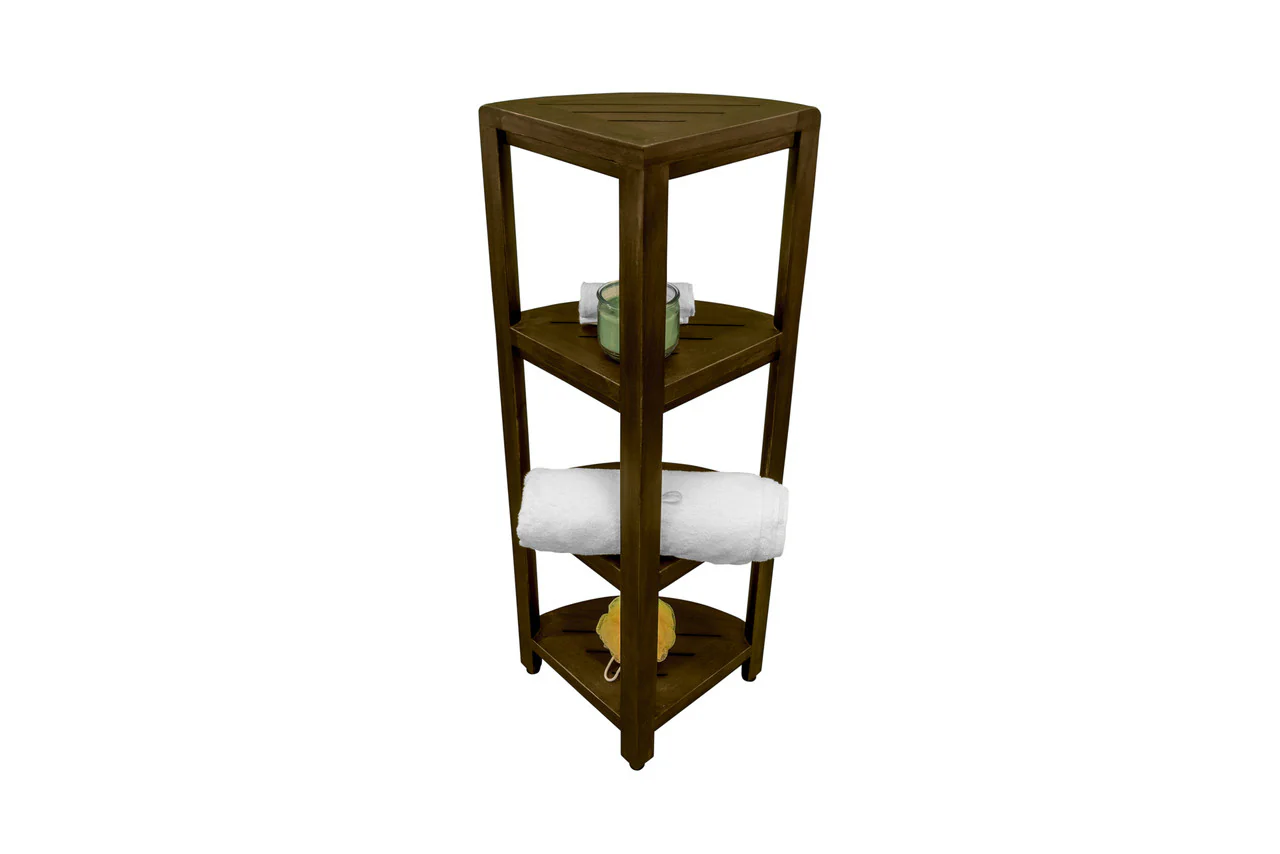 Dark Brown 38" Curvilinear Corner Four Tier Shower Shelf By Homeroots - Image 3