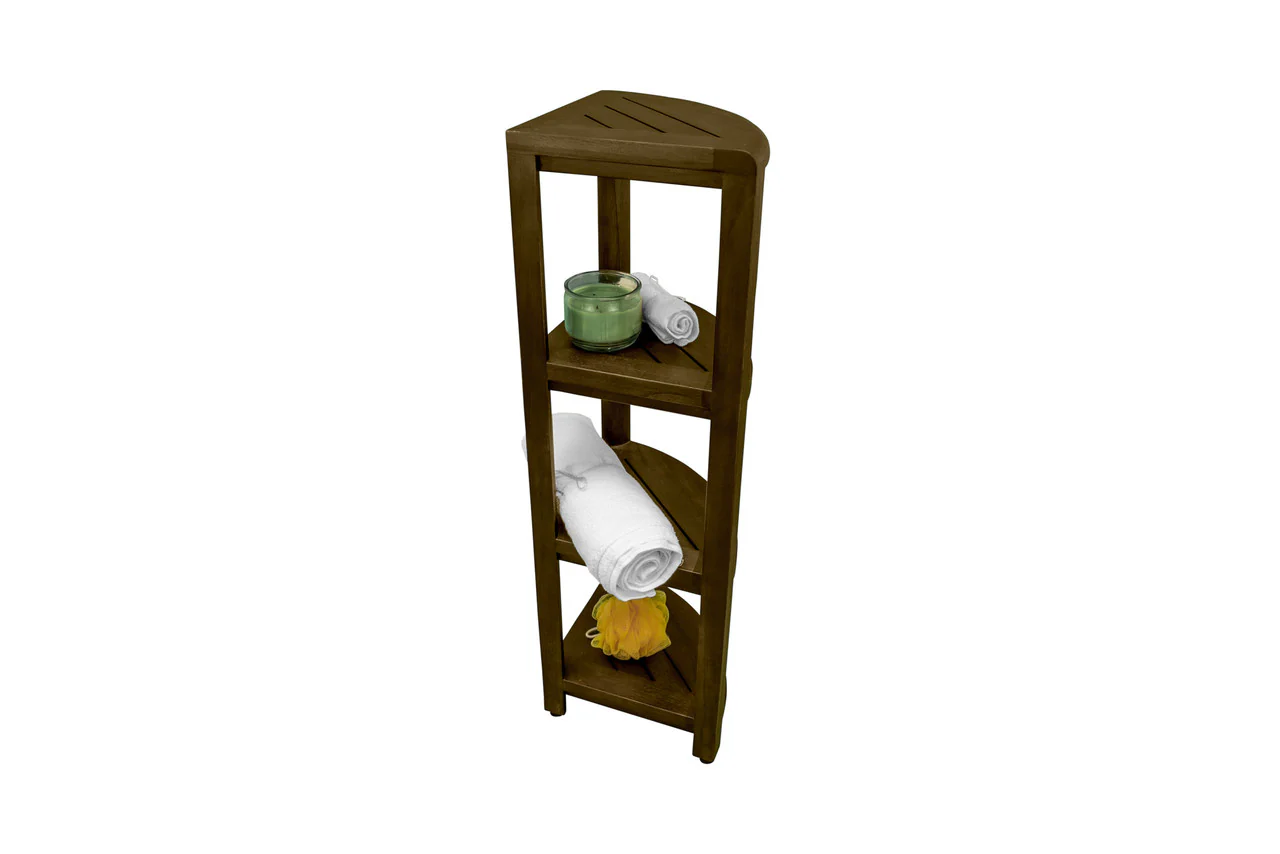 Dark Brown 38" Curvilinear Corner Four Tier Shower Shelf By Homeroots - Image 4