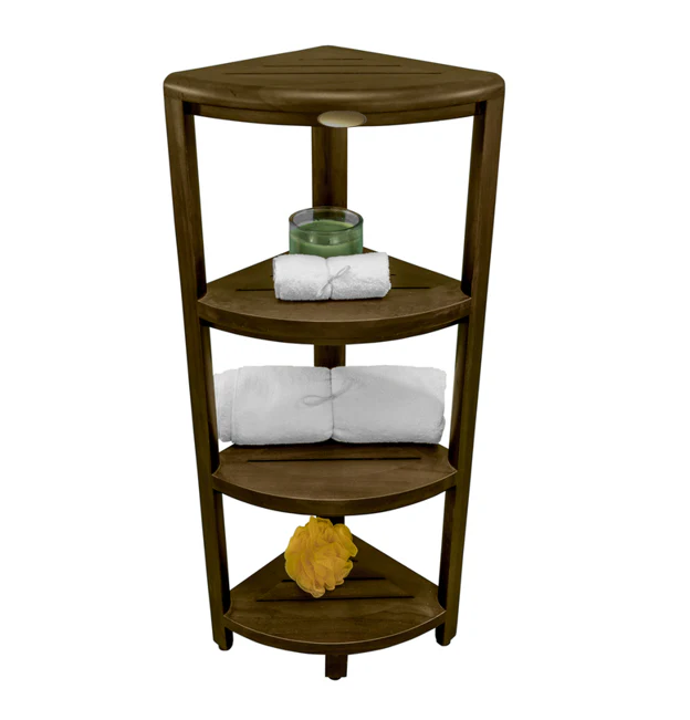 Dark Brown 38" Curvilinear Corner Four Tier Shower Shelf By Homeroots - Image 5