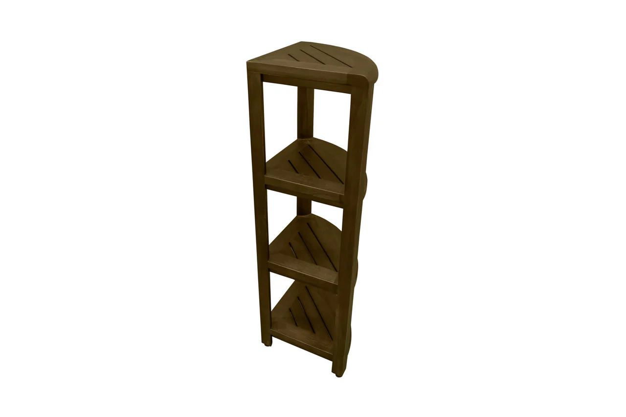 Dark Brown 38" Curvilinear Corner Four Tier Shower Shelf By Homeroots - Image 6