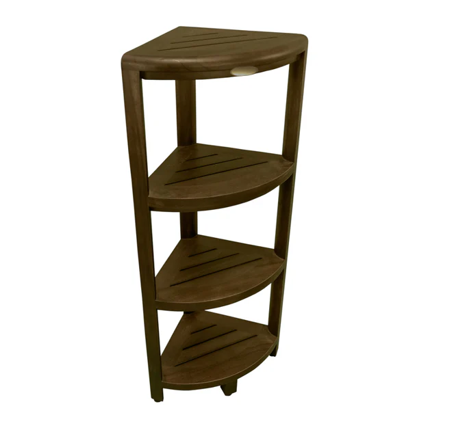 Dark Brown 38" Curvilinear Corner Four Tier Shower Shelf By Homeroots - Image 7