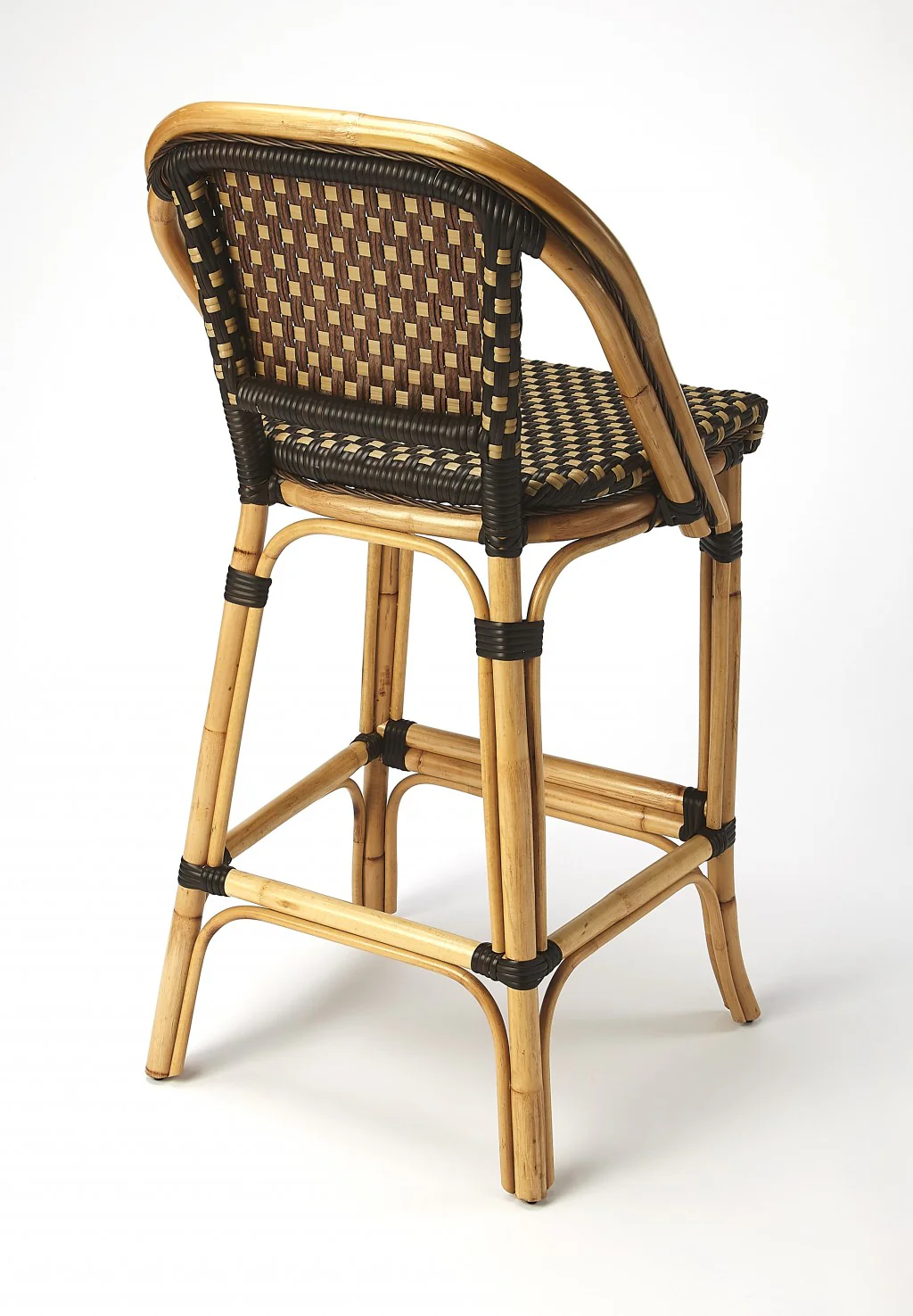 Dark Brown And Beige Rattan Bar Stool By Homeroots - Image 2