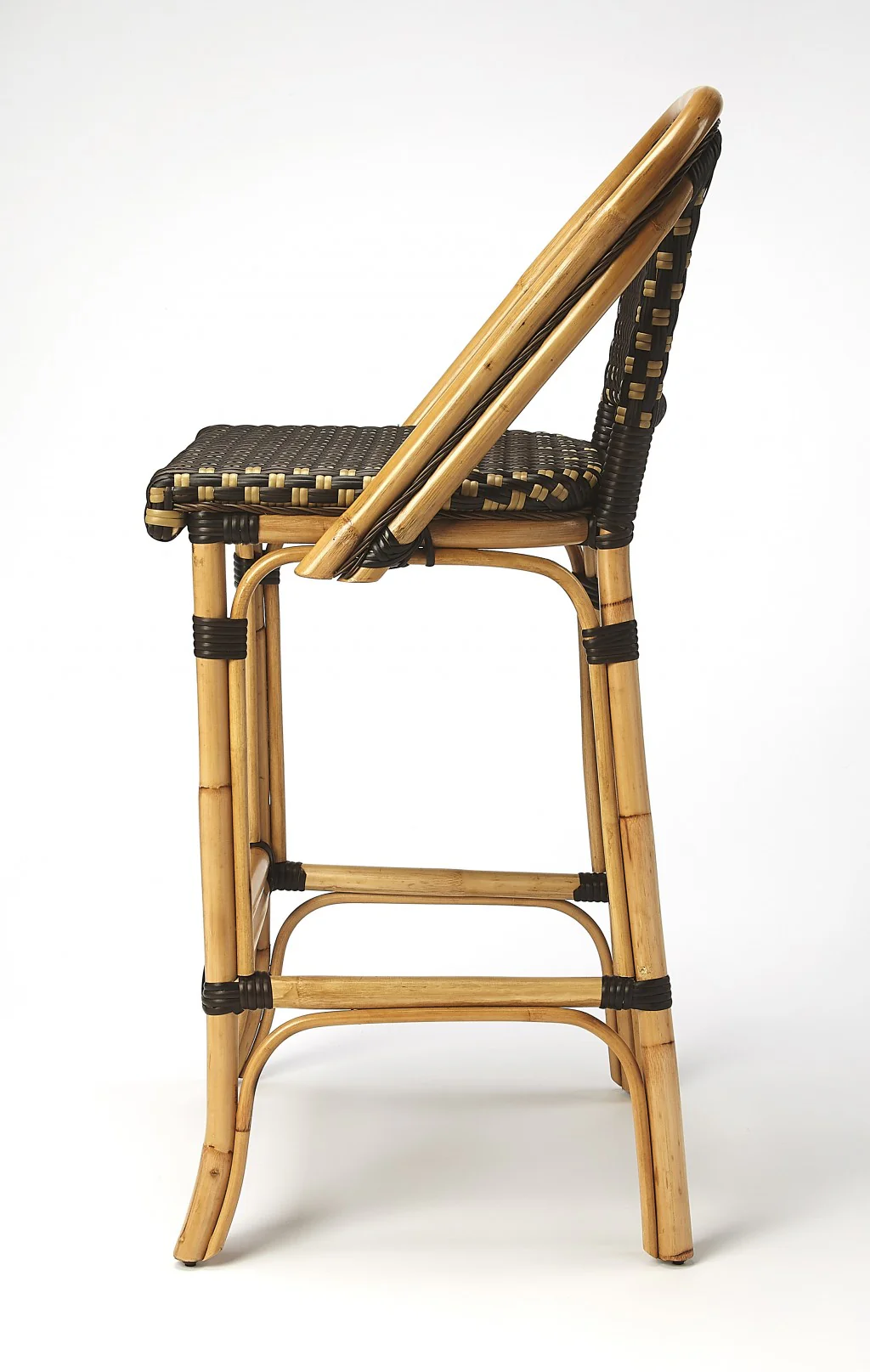 Dark Brown And Beige Rattan Bar Stool By Homeroots - Image 4