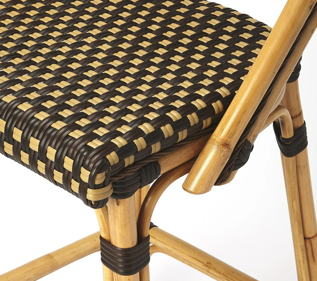 Dark Brown And Beige Rattan Bar Stool By Homeroots - Image 5
