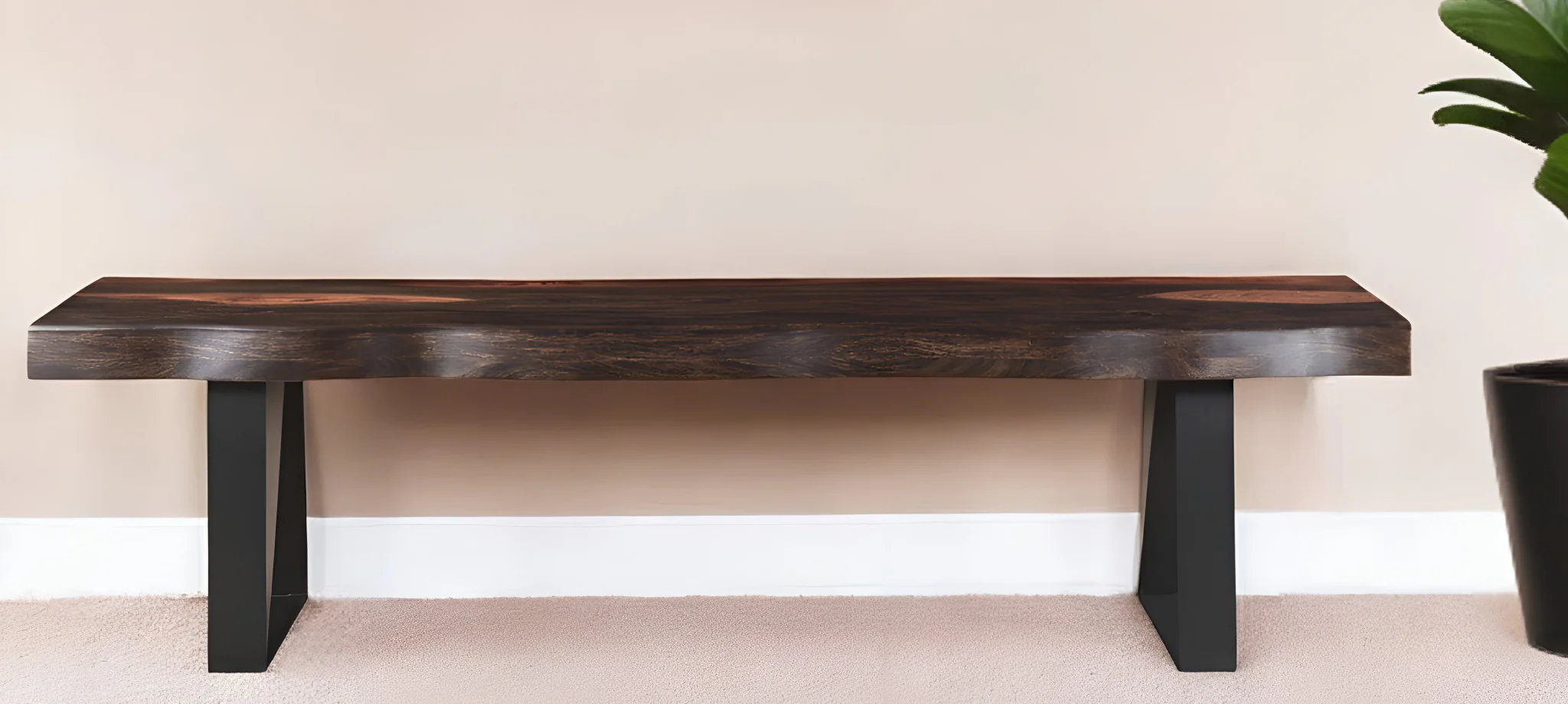 Dark Brown and Black Distressed Solid Wood Dining Bench By Homeroots - Image 2