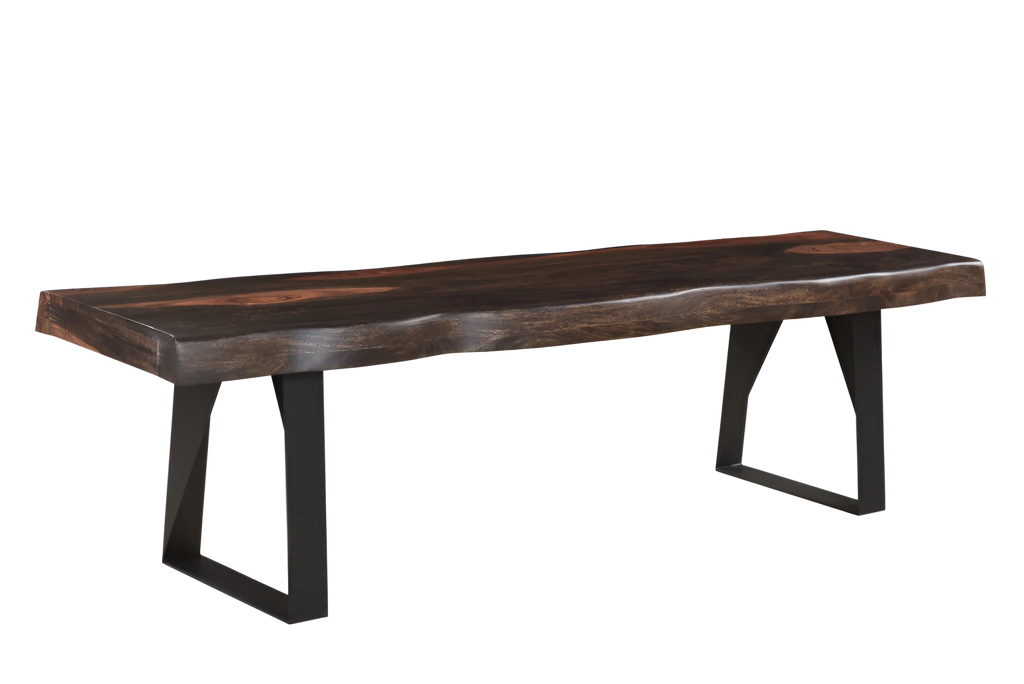 Dark Brown and Black Distressed Solid Wood Dining Bench By Homeroots - Image 3