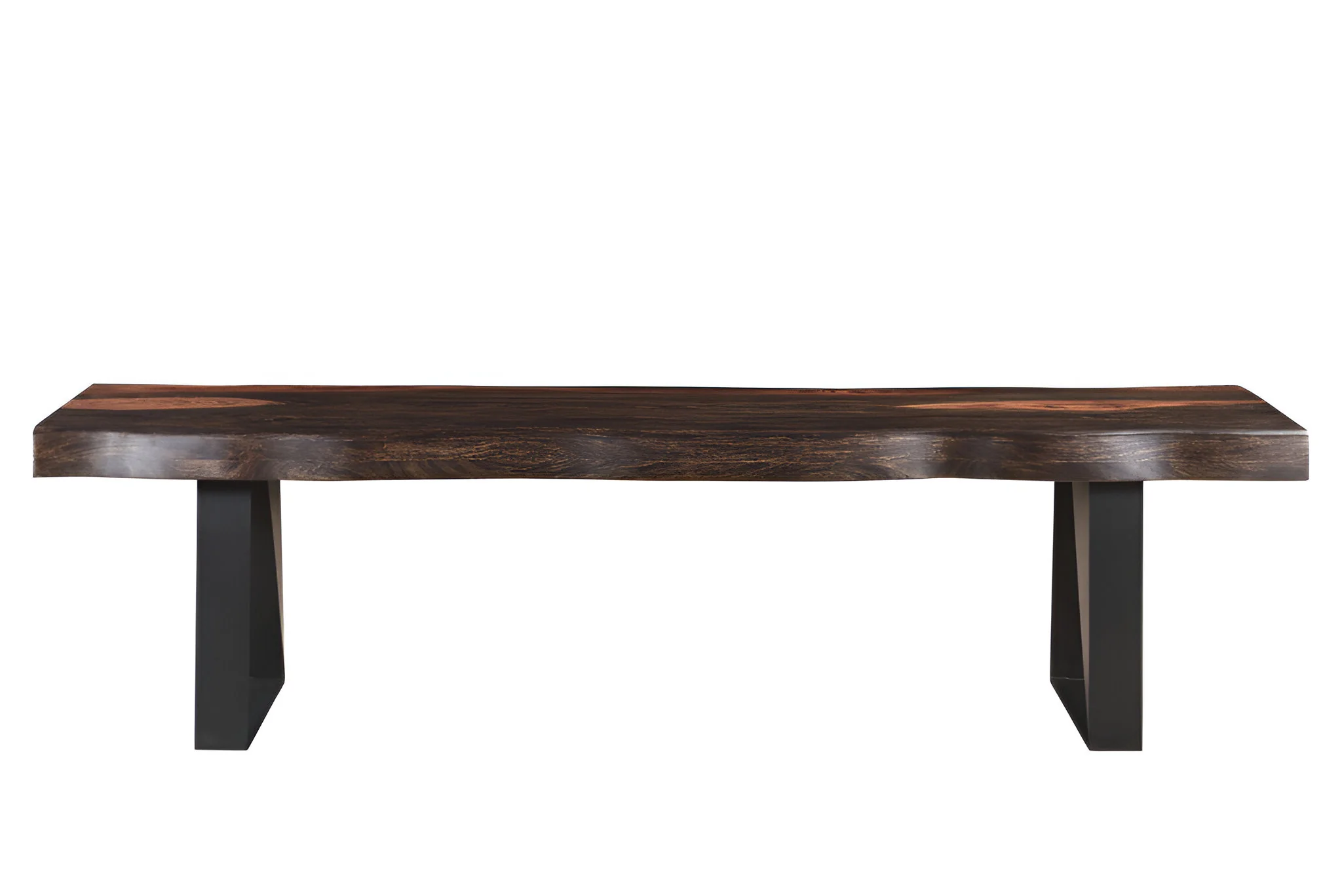 Dark Brown and Black Distressed Solid Wood Dining Bench By Homeroots - Image 4