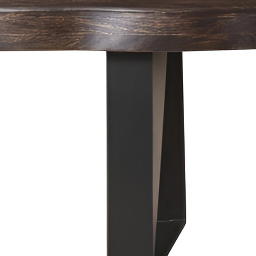 Dark Brown and Black Distressed Solid Wood Dining Bench By Homeroots - Image 6