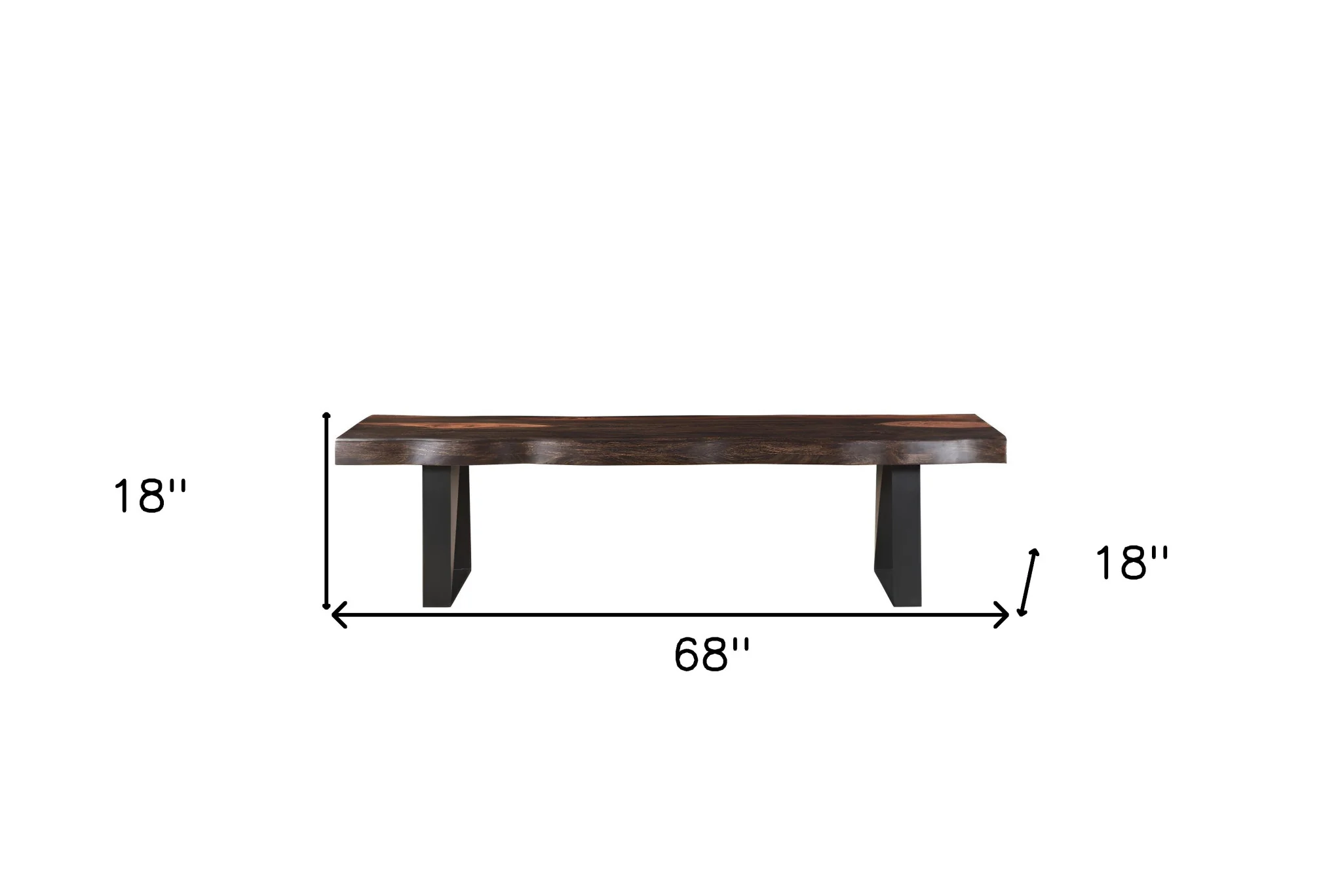 Dark Brown and Black Distressed Solid Wood Dining Bench By Homeroots - Image 7