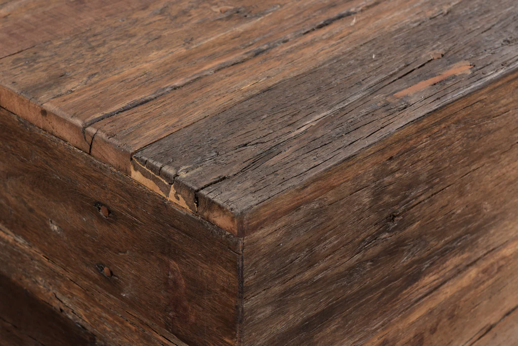 Dark Brown and Black Solid Wood And Metal Distressed Sled Coffee Table By Homeroots - Image 5