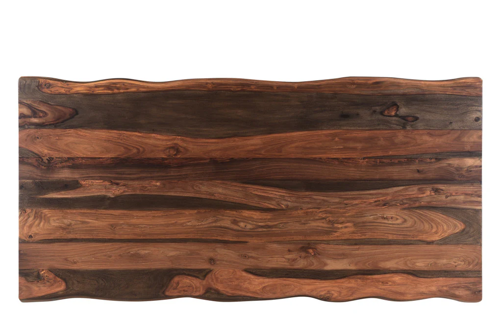 Dark Brown And Black Solid Wood And Metal Sled Base Dining Table By Homeroots - Image 5