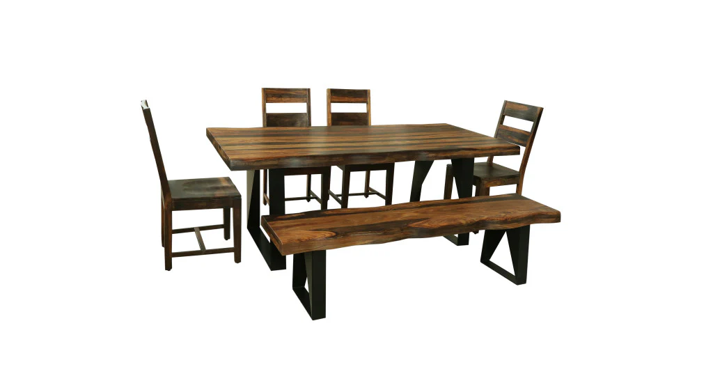Dark Brown And Black Solid Wood And Metal Sled Base Dining Table By Homeroots - Image 7
