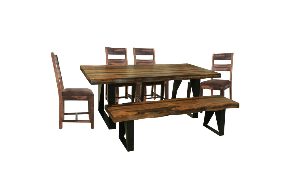 Dark Brown And Black Solid Wood And Metal Sled Base Dining Table By Homeroots - Image 8