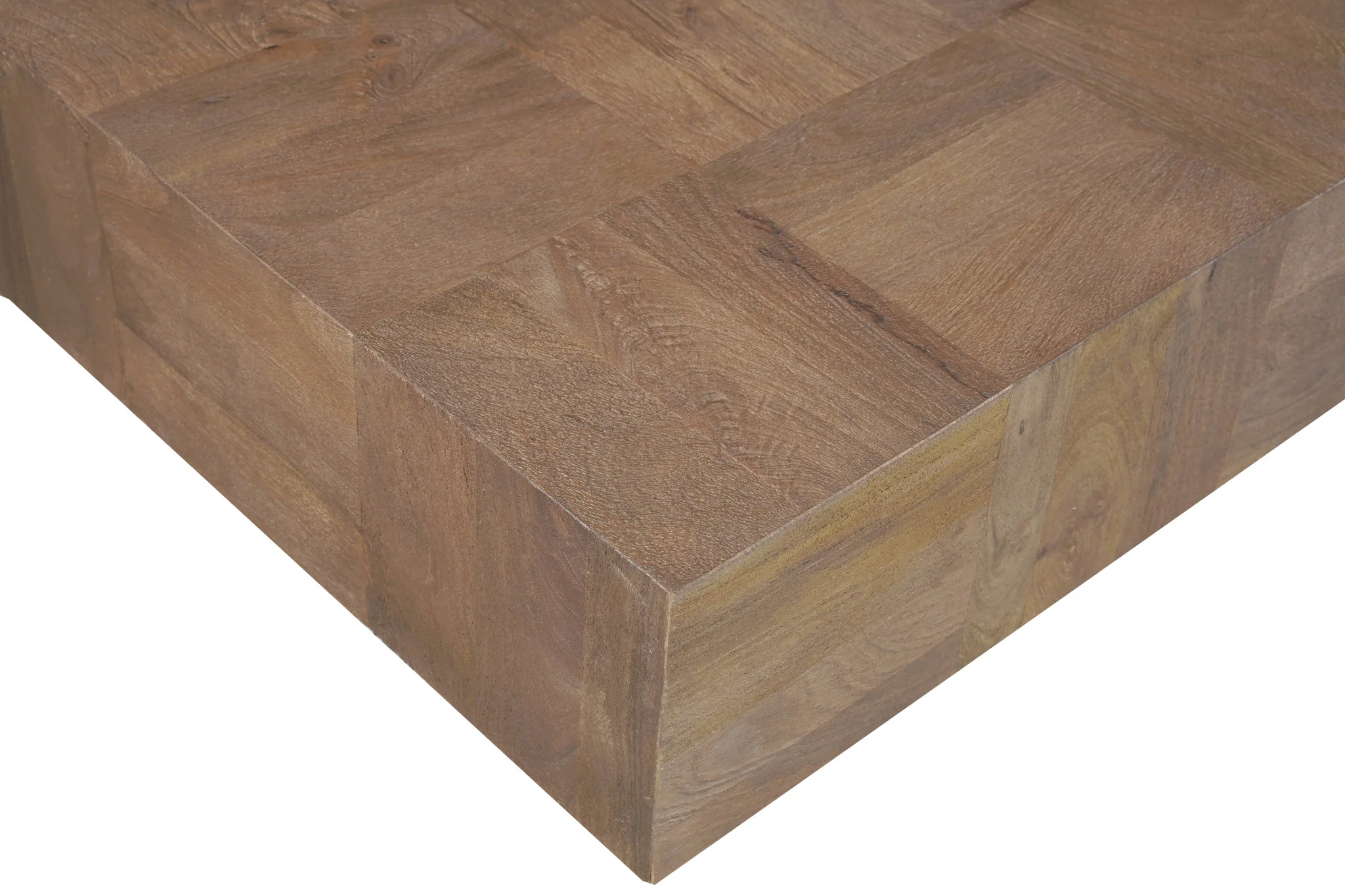 Dark Brown and Black Solid Wood Block Coffee Table By Homeroots - Image 6
