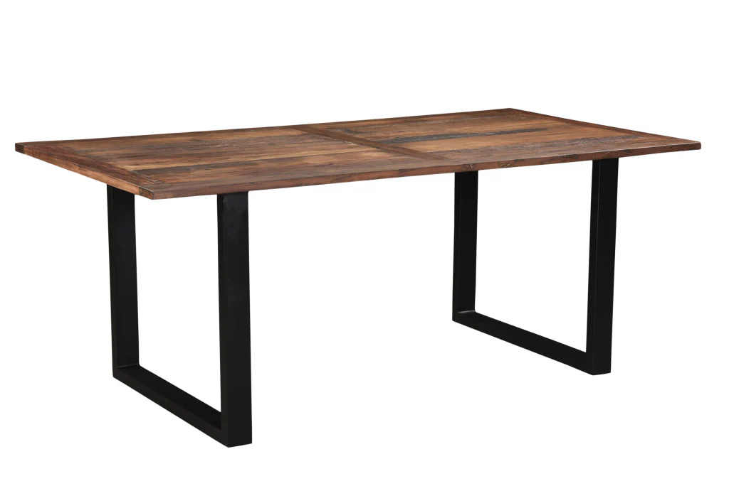 Dark Brown And Black Solid Wood Sled Base Dining Table By Homeroots - Image 2