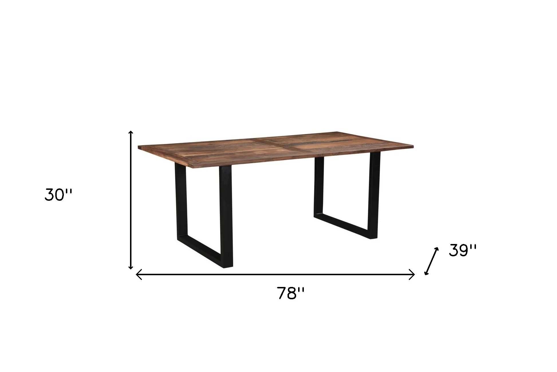 Dark Brown And Black Solid Wood Sled Base Dining Table By Homeroots - Image 3