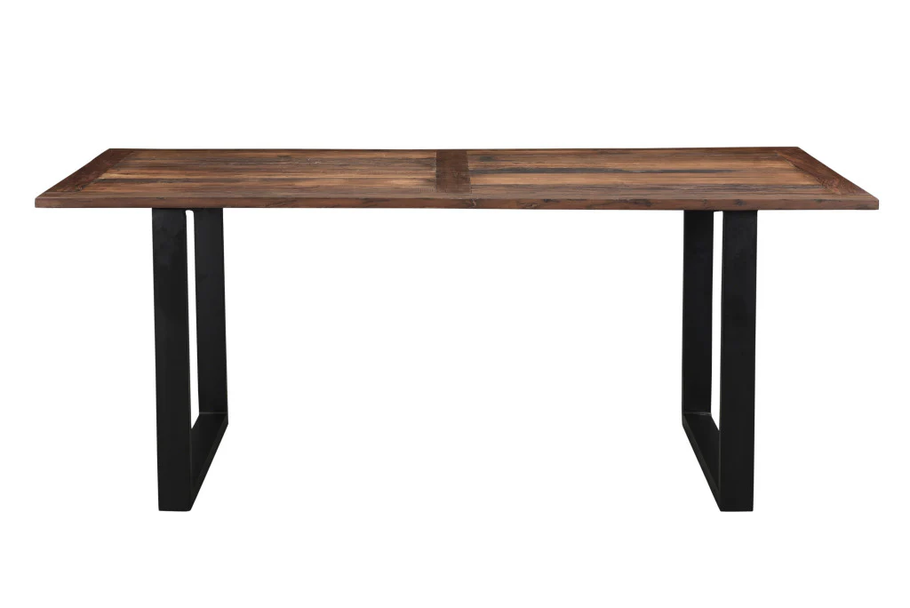 Dark Brown And Black Solid Wood Sled Base Dining Table By Homeroots - Image 4