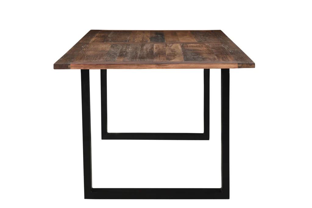 Dark Brown And Black Solid Wood Sled Base Dining Table By Homeroots - Image 5