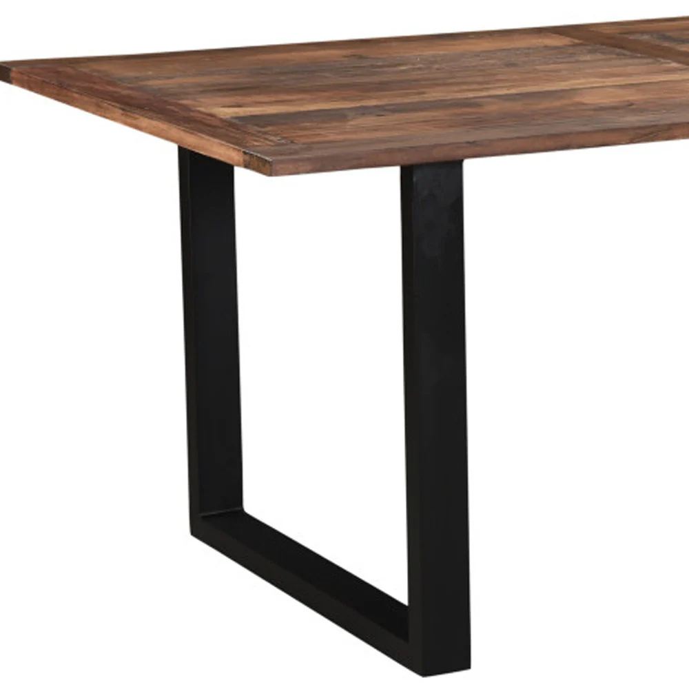 Dark Brown And Black Solid Wood Sled Base Dining Table By Homeroots - Image 6