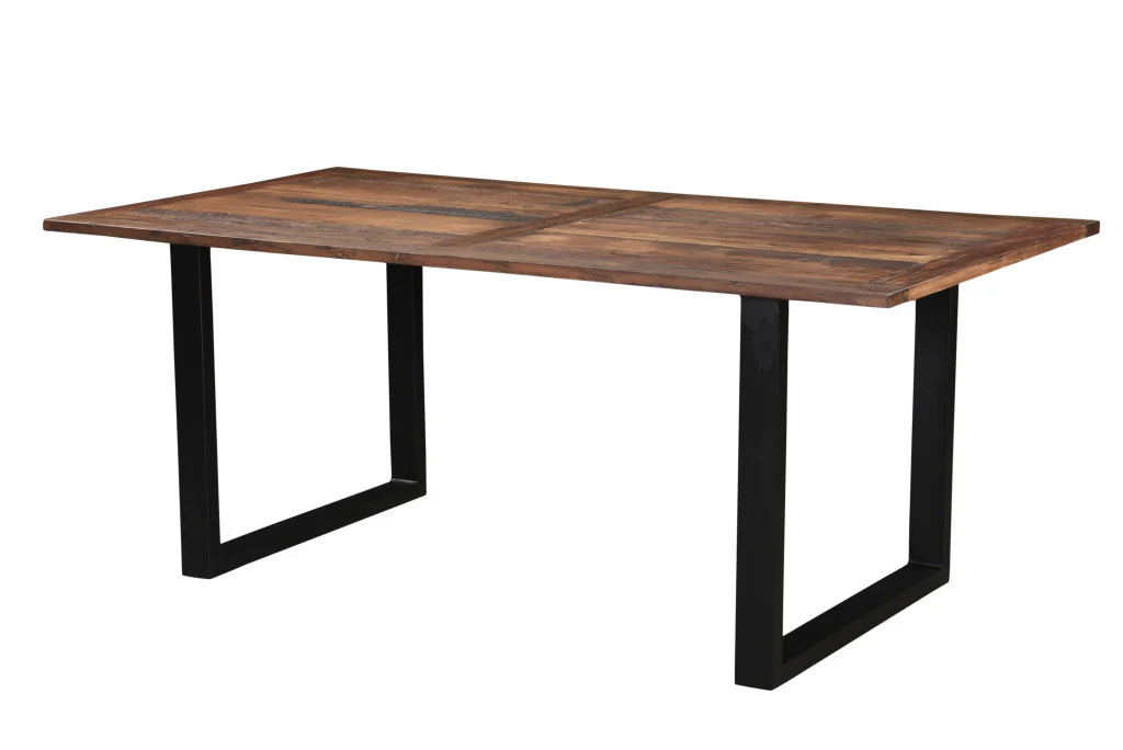 Dark Brown And Black Solid Wood Sled Base Dining Table By Homeroots - Image 7