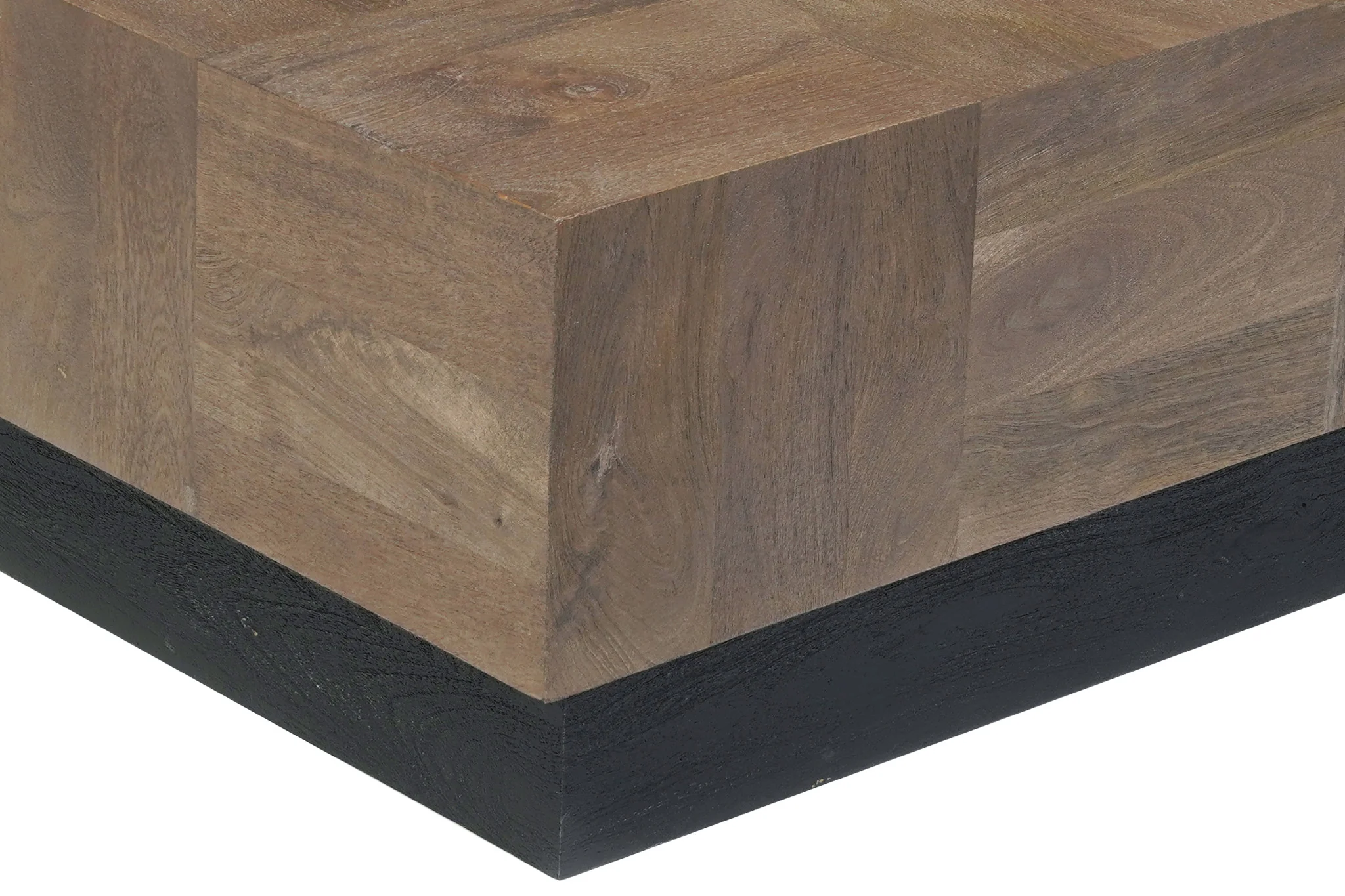 Dark Brown and Black Solid Wood Square Block Coffee Table By Homeroots - Image 5