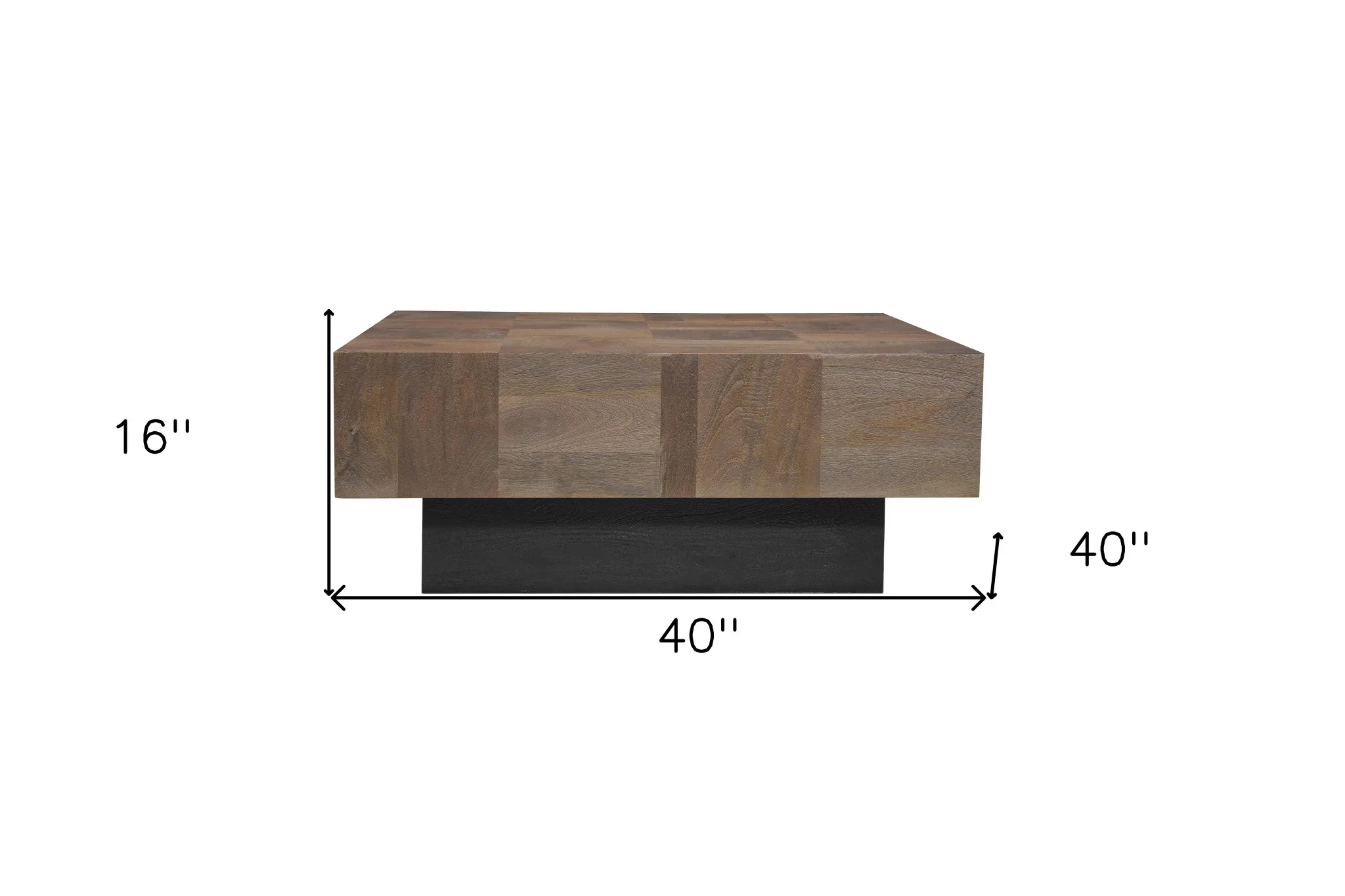 Dark Brown and Black Solid Wood Square Block Coffee Table By Homeroots - Image 8