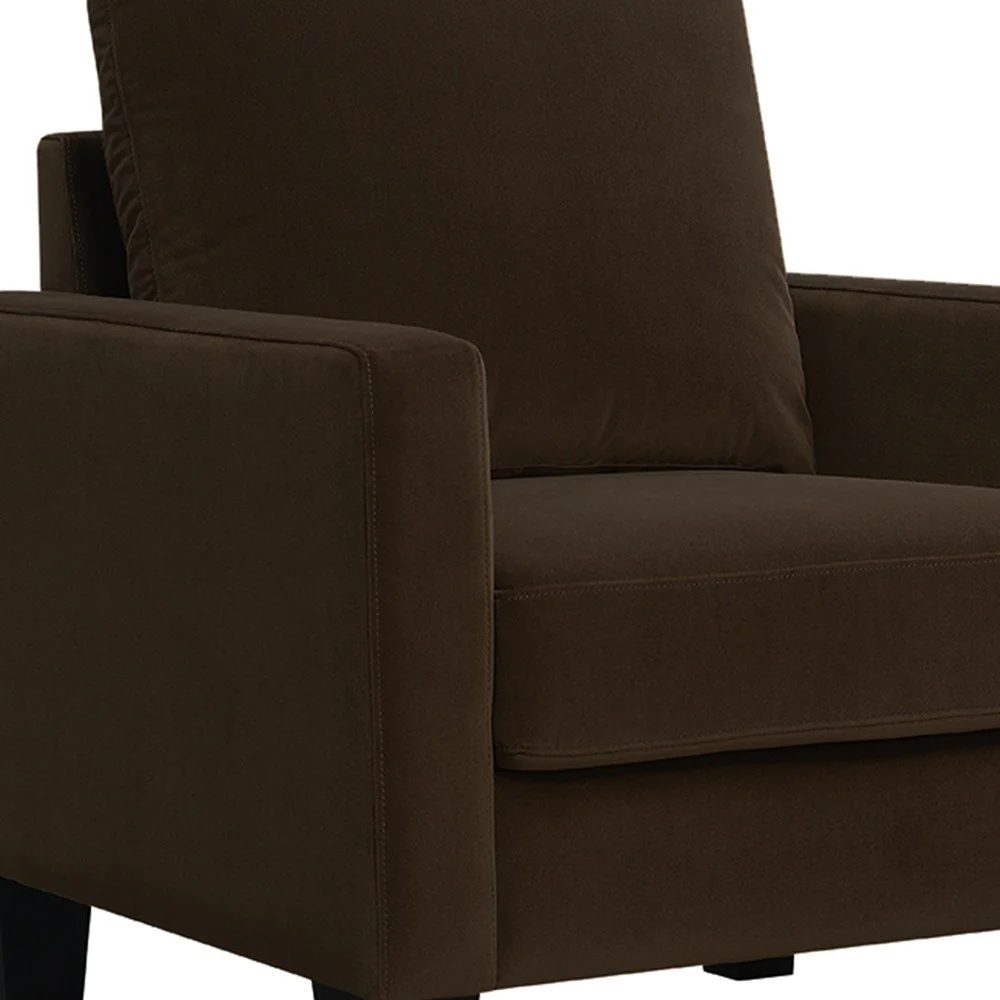 Dark Brown and Black Upholstered Arm Chair By Homeroots - Image 4