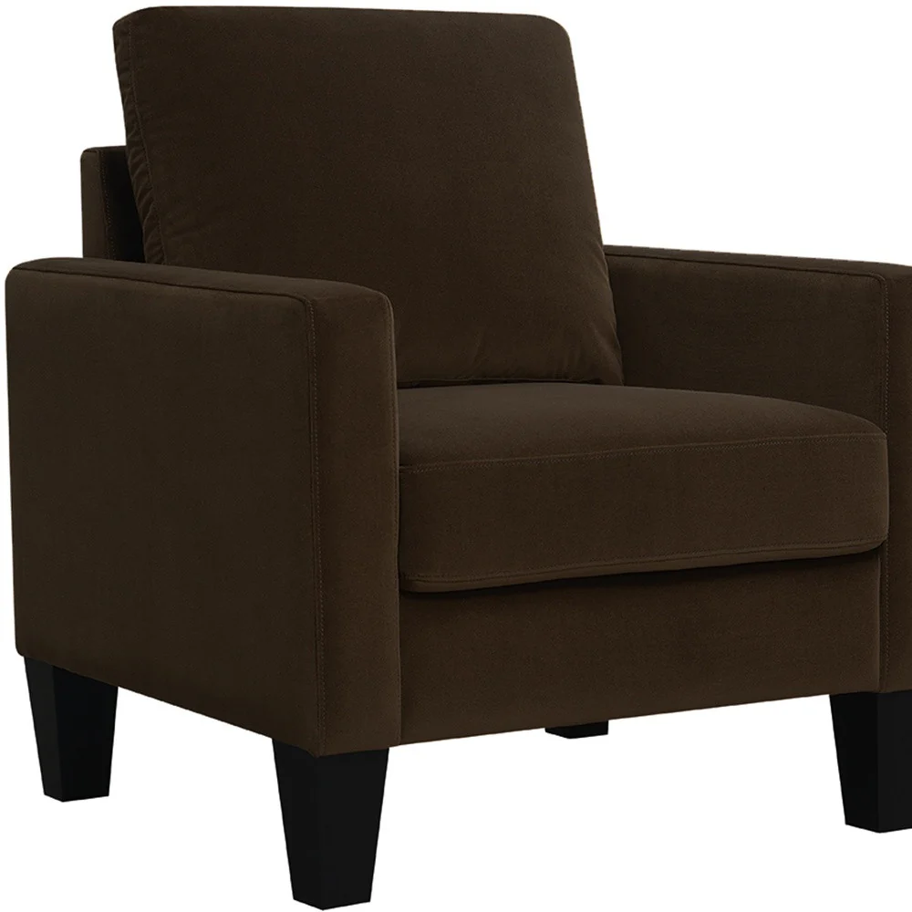 Dark Brown and Black Upholstered Arm Chair By Homeroots - Image 5