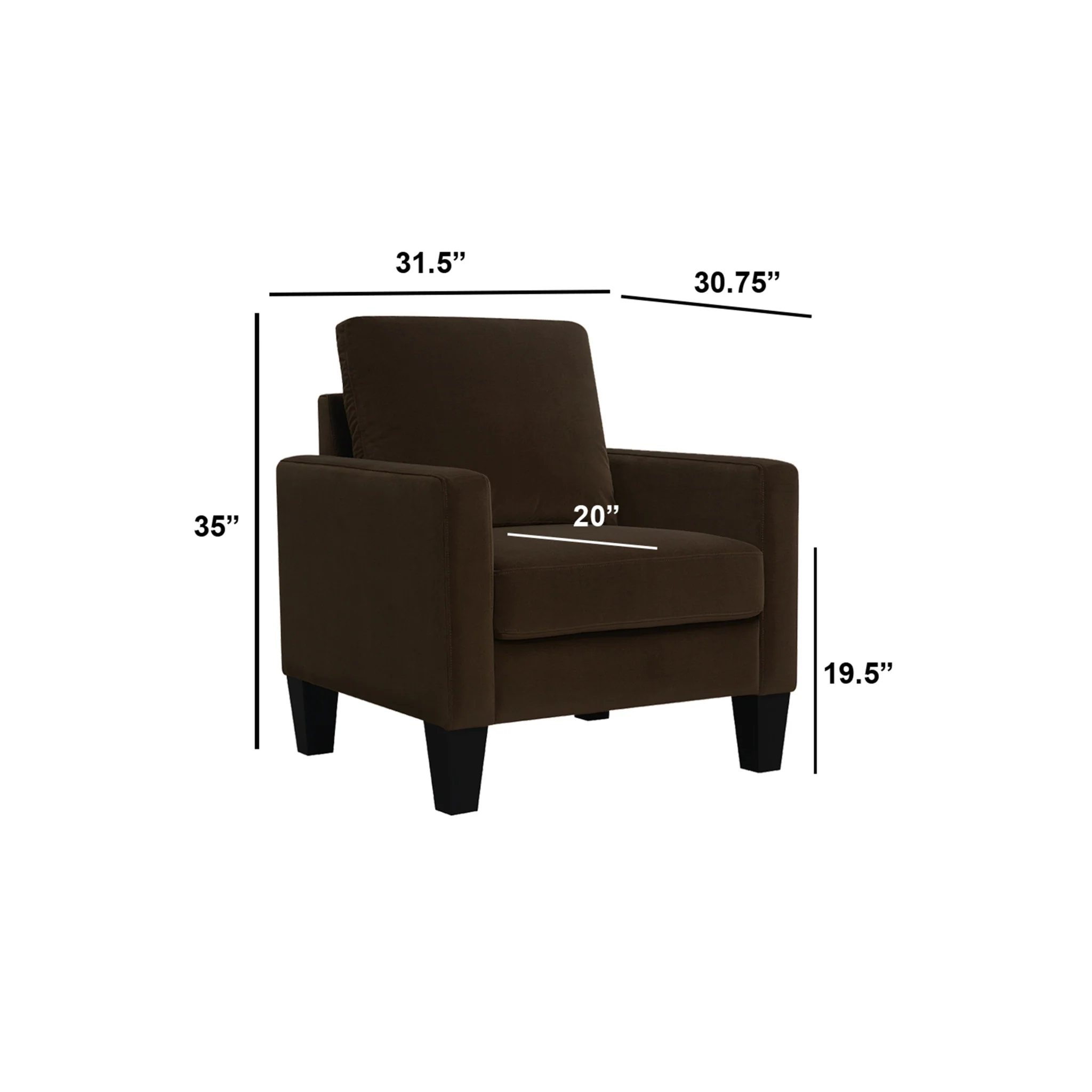 Dark Brown and Black Upholstered Arm Chair By Homeroots - Image 6