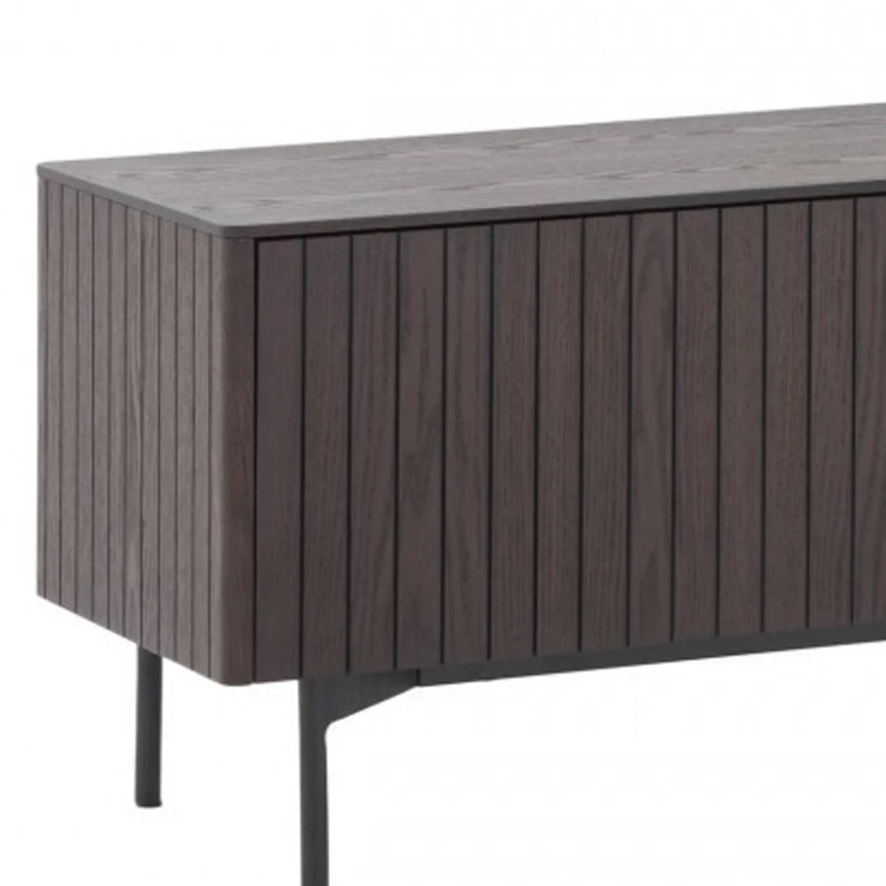 Dark Brown And Black Wood And Metal Open and Enclosed Storage TV Stand By Homeroots - Image 5