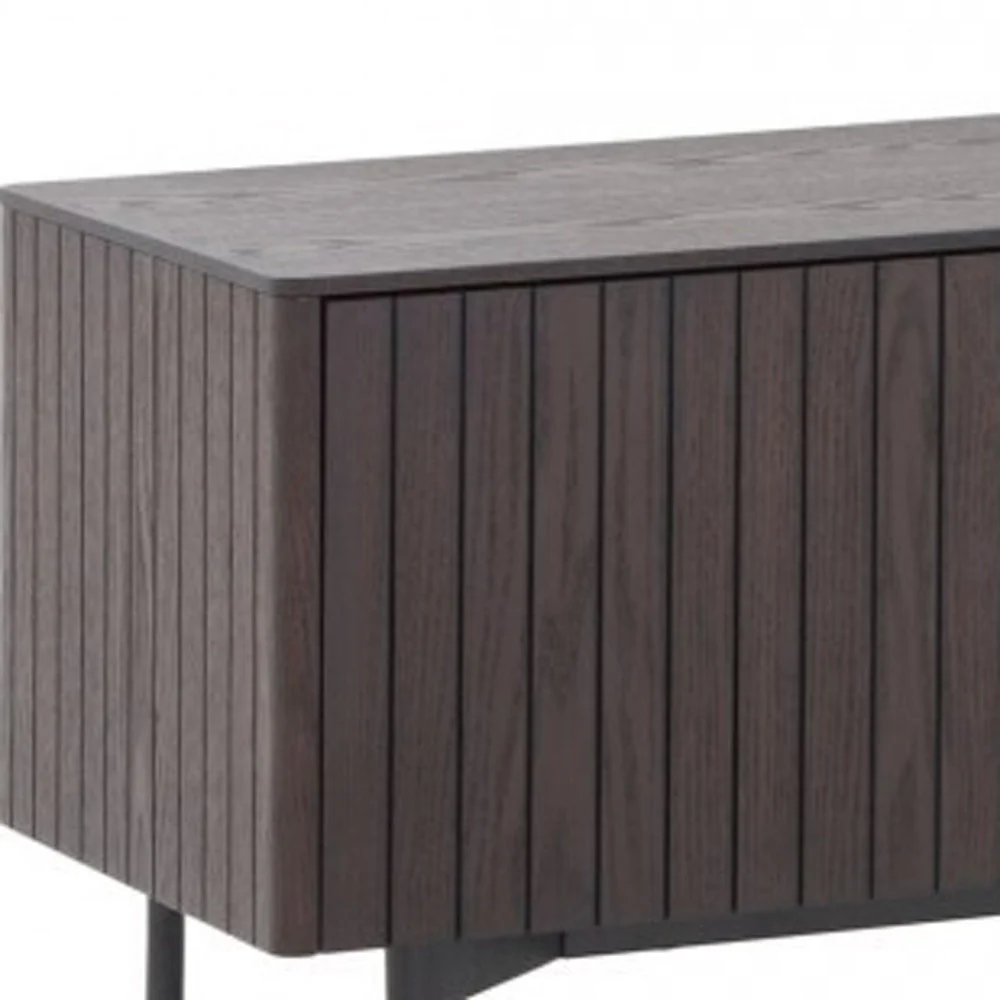 Dark Brown And Black Wood And Metal Open and Enclosed Storage TV Stand By Homeroots - Image 6
