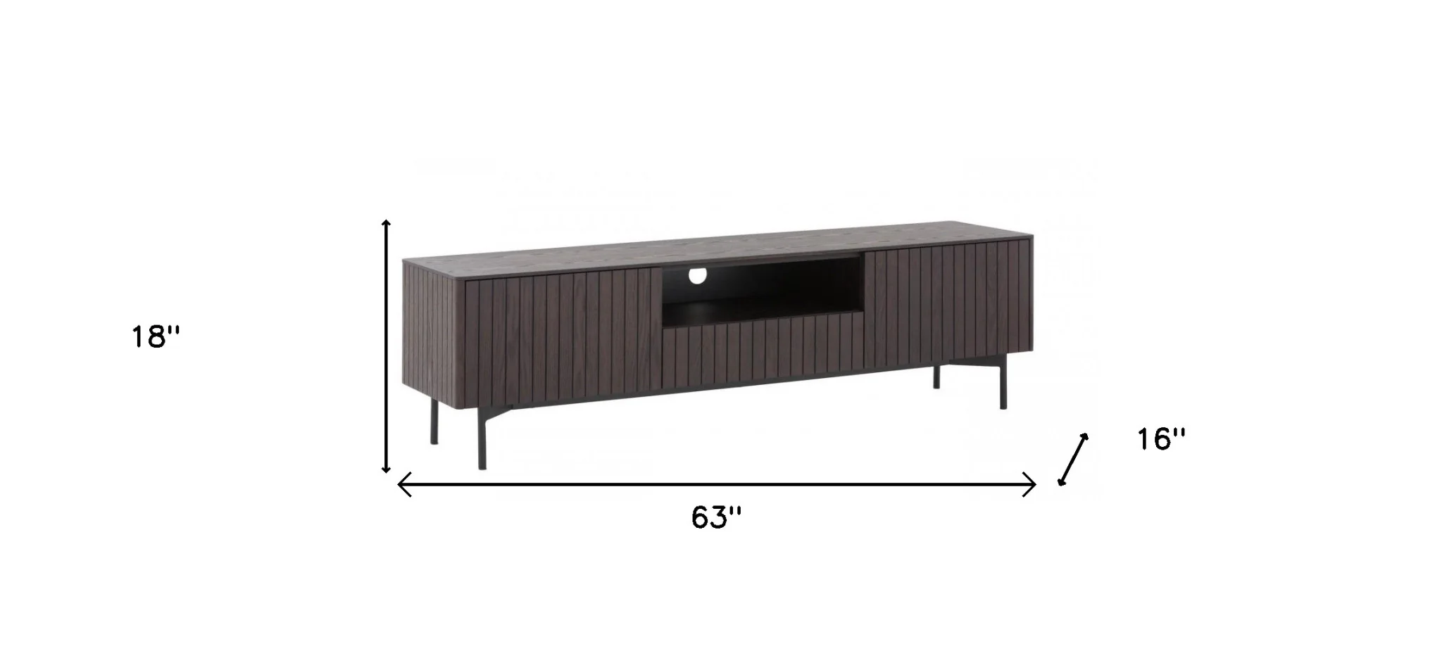 Dark Brown And Black Wood And Metal Open and Enclosed Storage TV Stand By Homeroots - Image 7