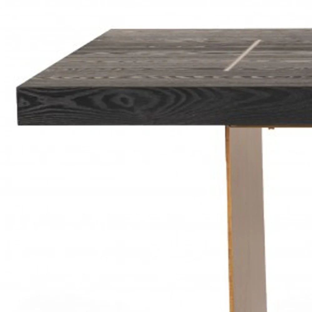 Dark Brown And Brass Metal Sled Base Dining Table By Homeroots - Image 2