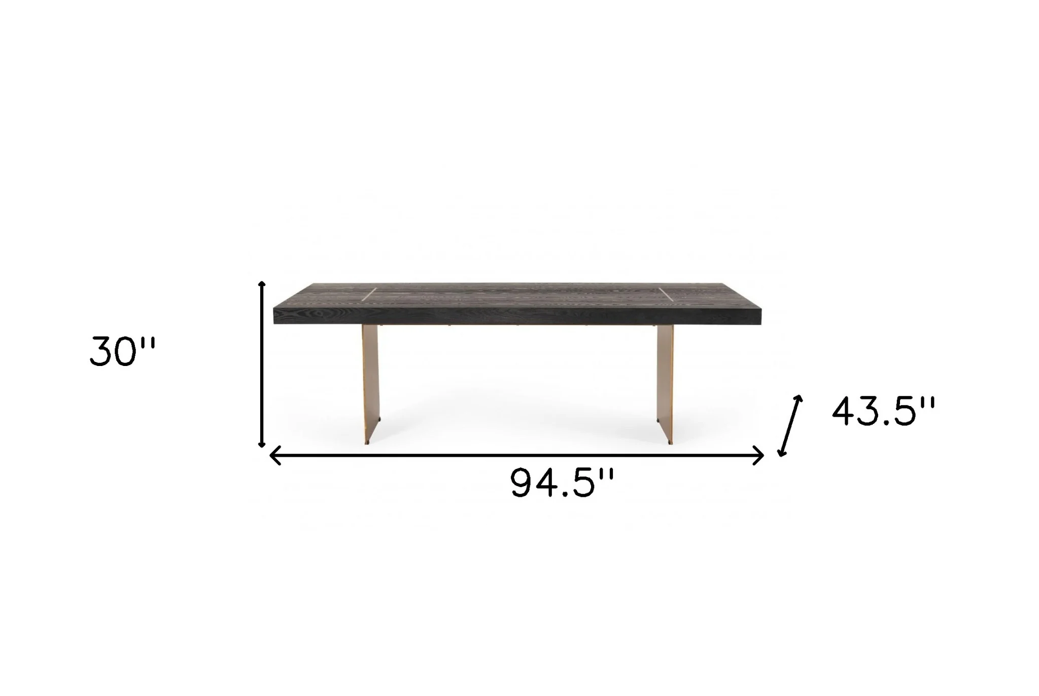 Dark Brown And Brass Metal Sled Base Dining Table By Homeroots - Image 4