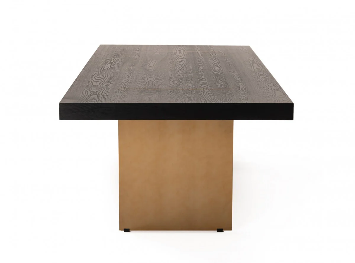 Dark Brown And Brass Metal Sled Base Dining Table By Homeroots - Image 6