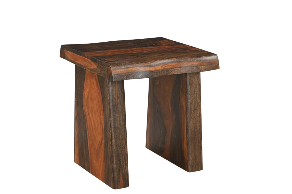 Dark Brown And Brown Wood Solid Wood Square End Table By Homeroots - Image 5