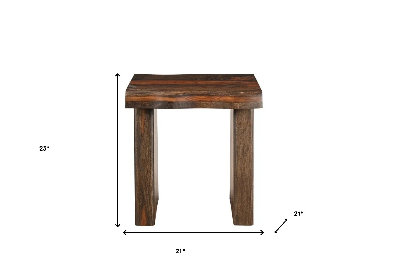 Dark Brown And Brown Wood Solid Wood Square End Table By Homeroots - Image 6