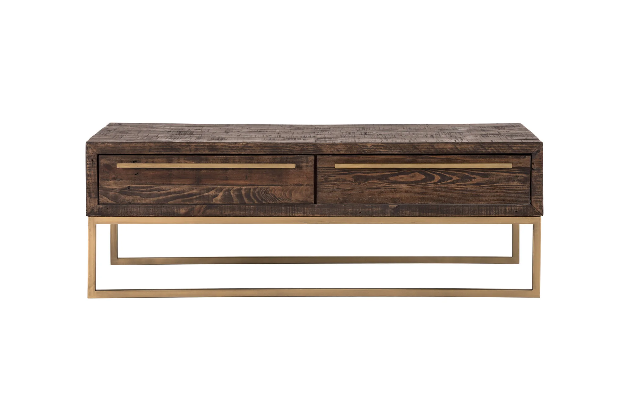 Dark Brown And Gold Metal Coffee Table With Drawer By Homeroots - Image 4