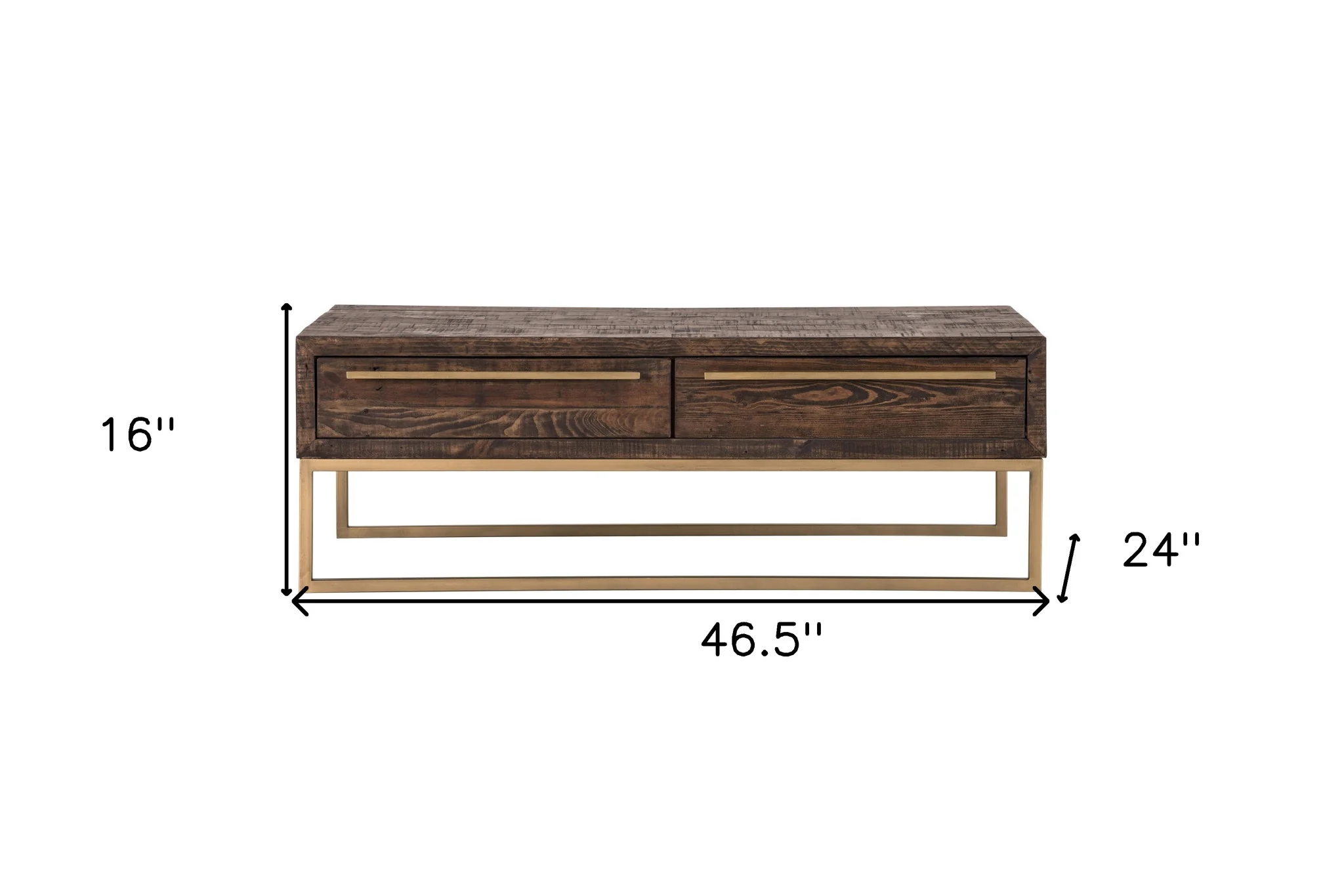 Dark Brown And Gold Metal Coffee Table With Drawer By Homeroots - Image 7