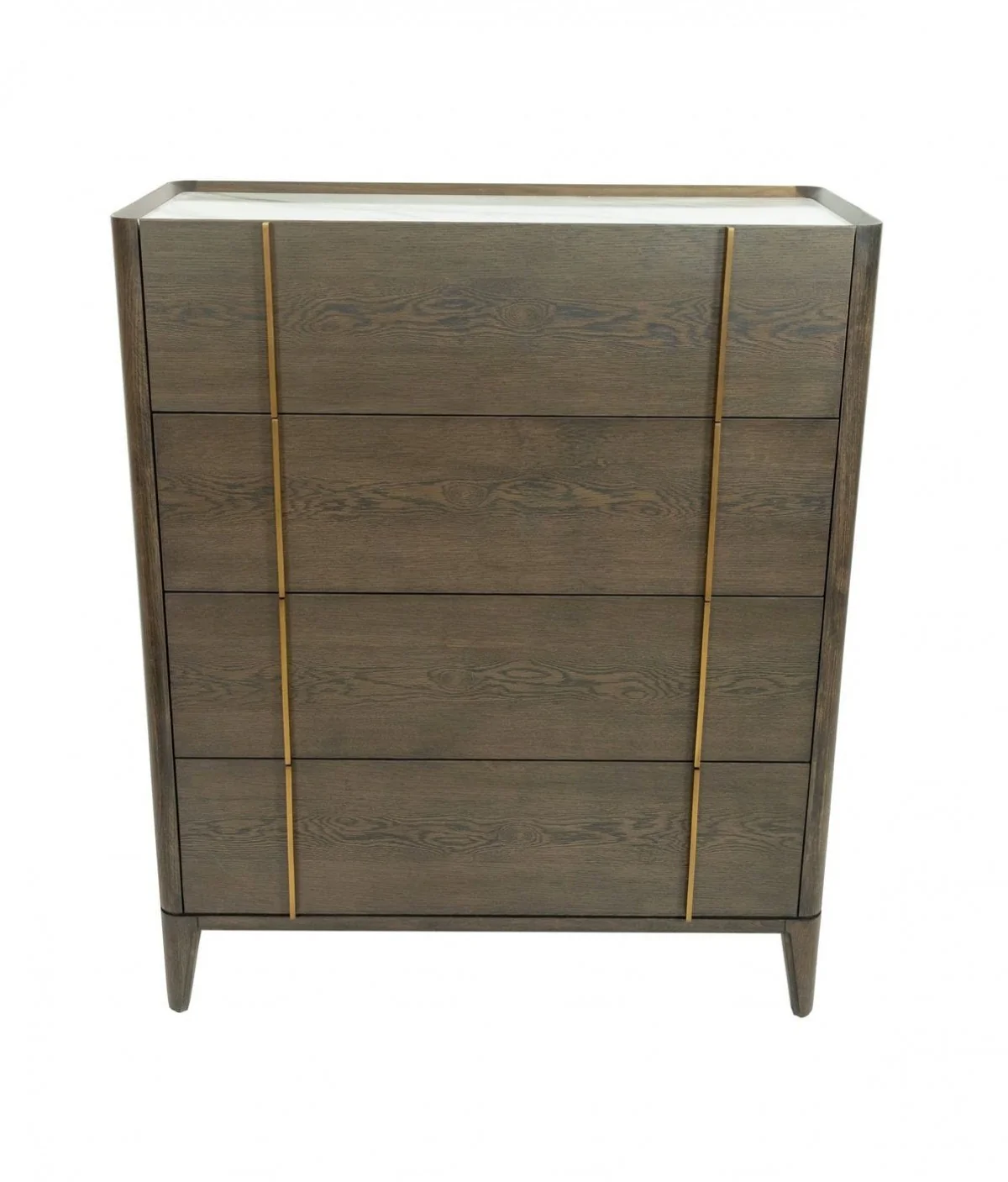 Dark Brown and gold Solid Wood Four Drawer Dresser By Homeroots - Image 2