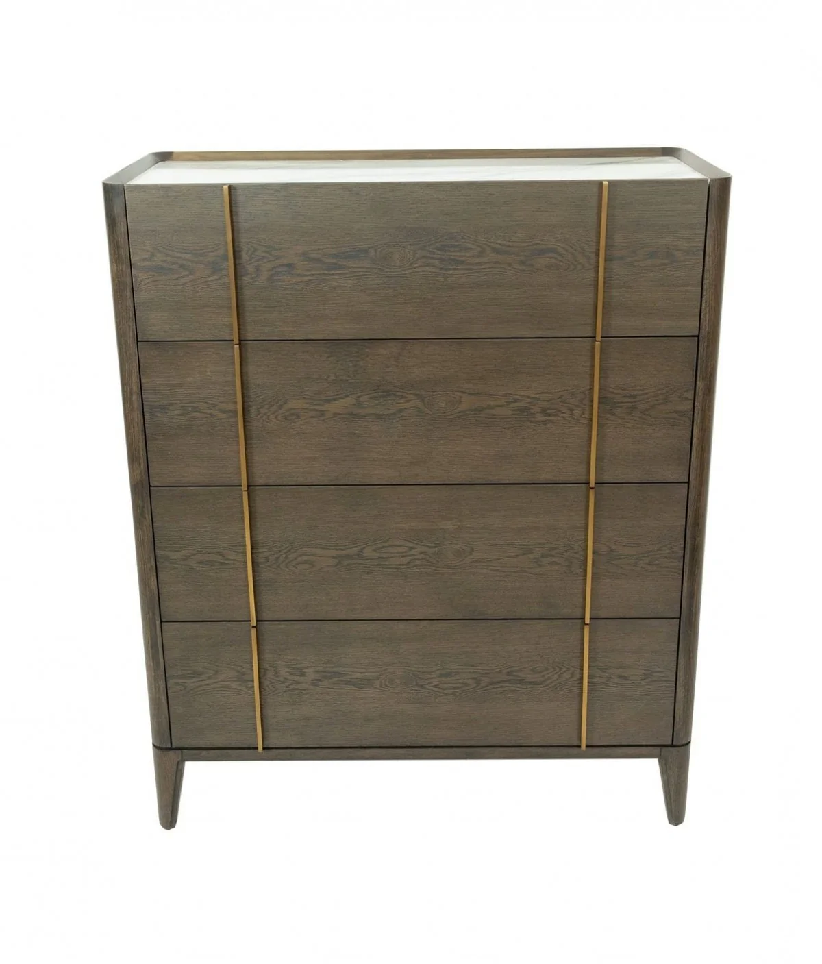 Dark Brown and gold Solid Wood Four Drawer Dresser By Homeroots - Image 3