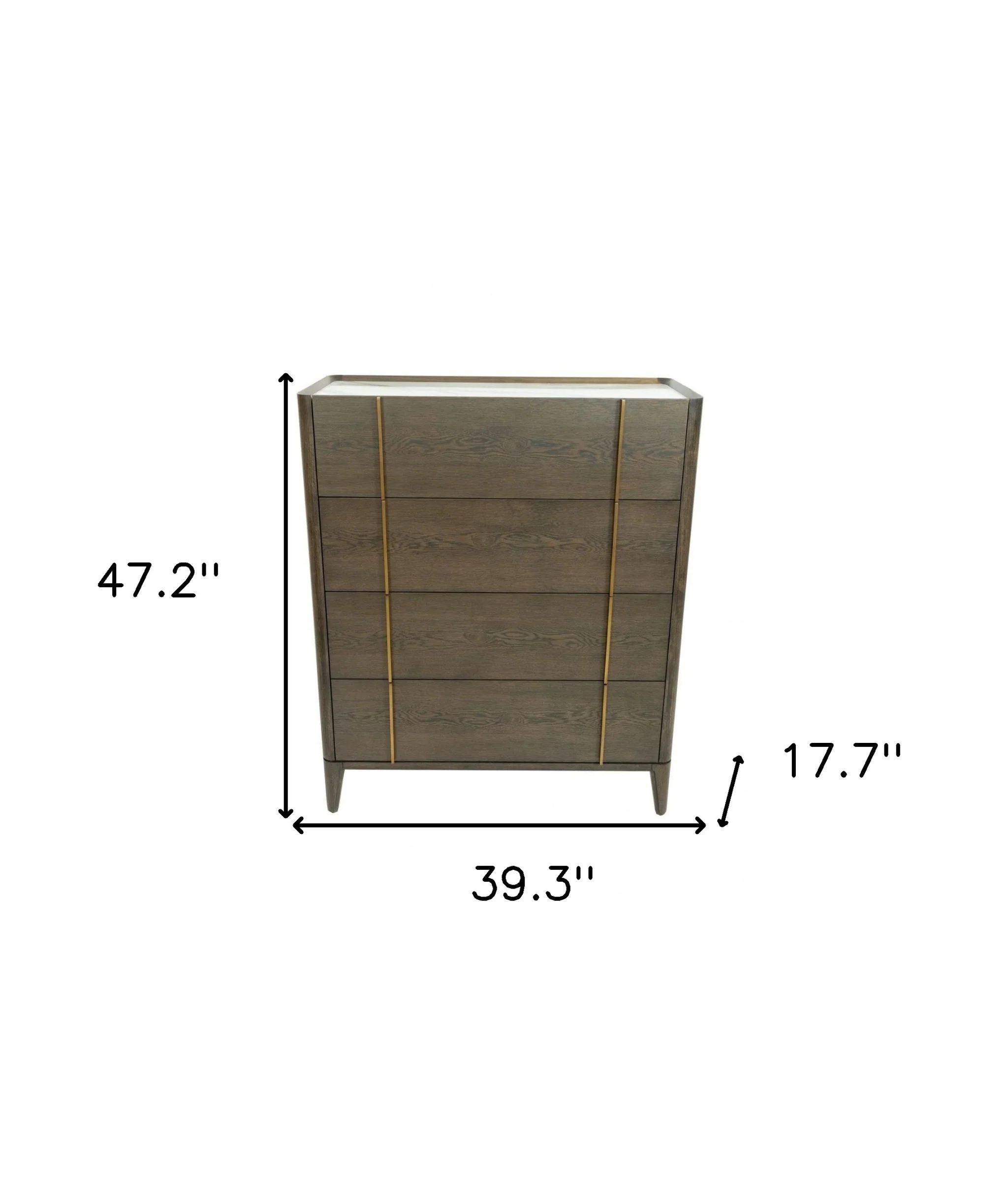 Dark Brown and gold Solid Wood Four Drawer Dresser By Homeroots - Image 6