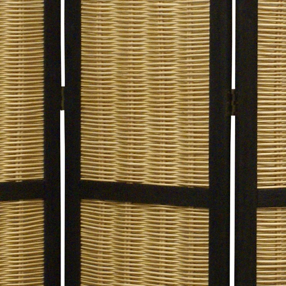Dark Brown and Natural Willow 3 Panel Room Divider Screen By Homeroots - Image 3