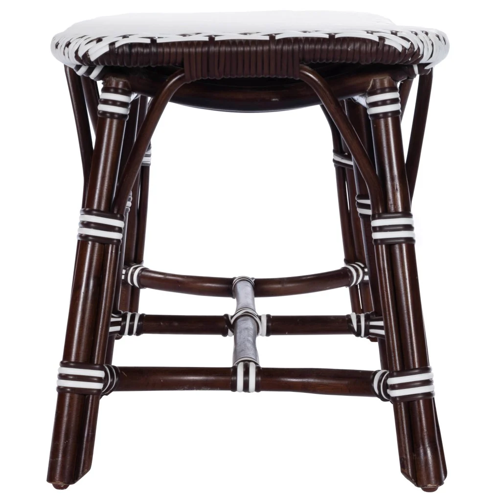 Dark Brown and White Rattan Bench By Homeroots - Image 4