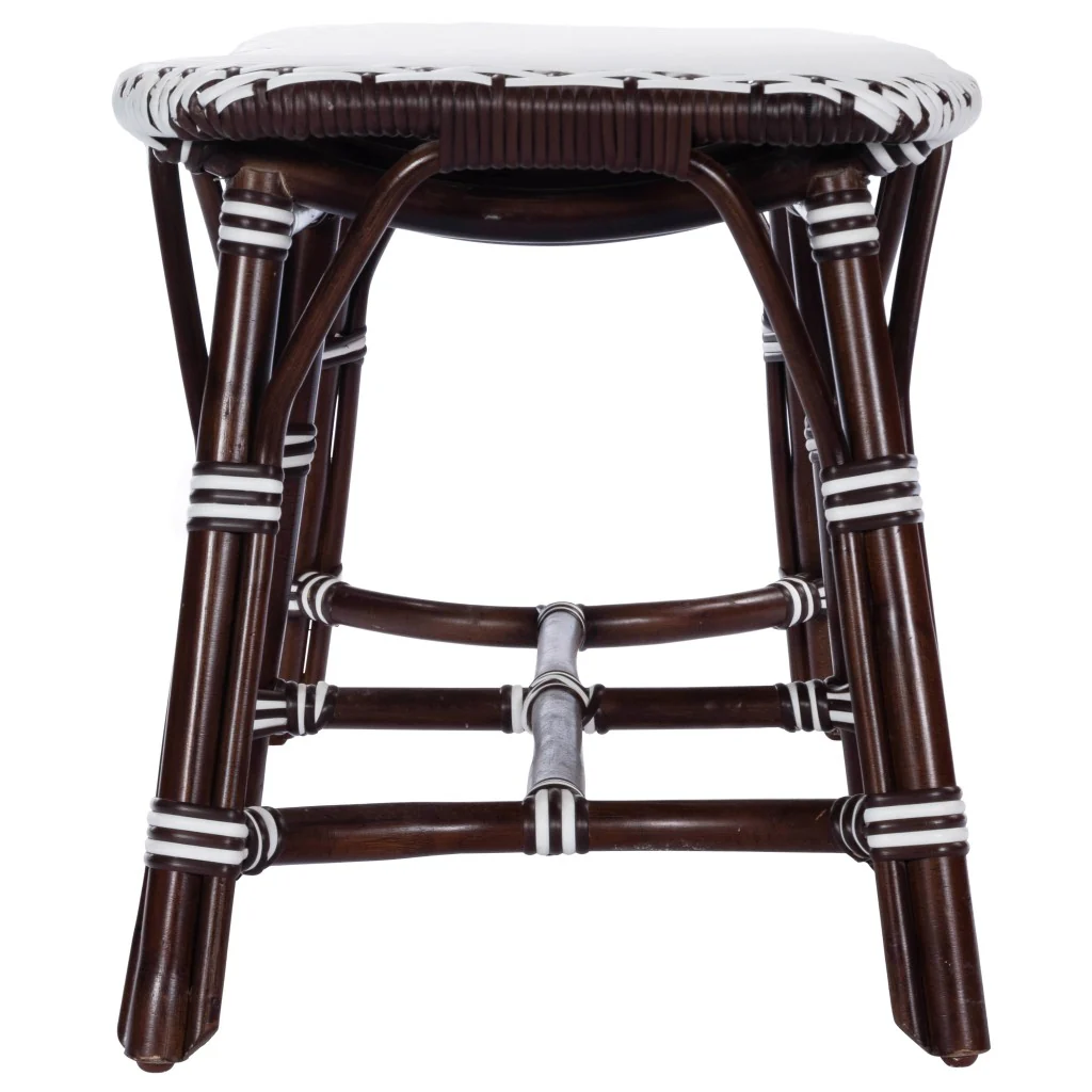 Dark Brown and White Rattan Bench By Homeroots - Image 6