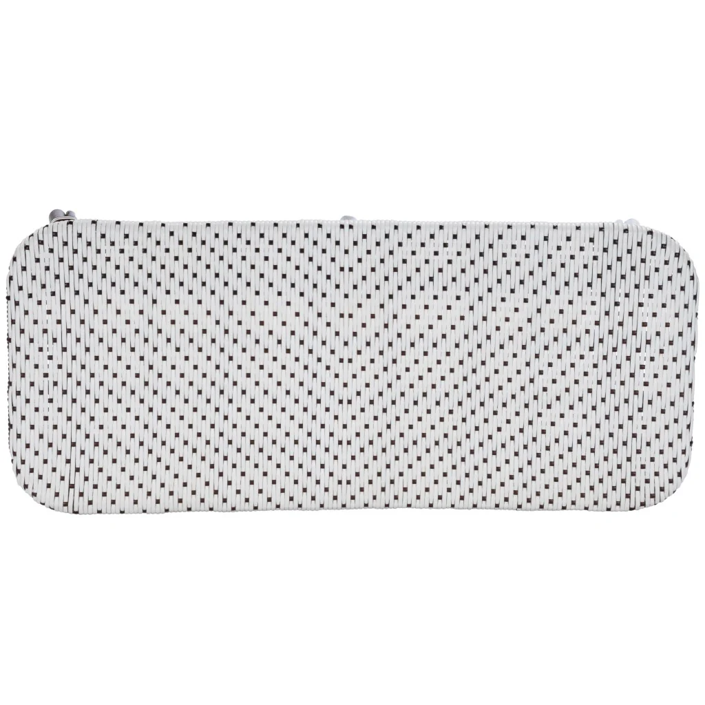 Dark Brown and White Rattan Bench By Homeroots - Image 7