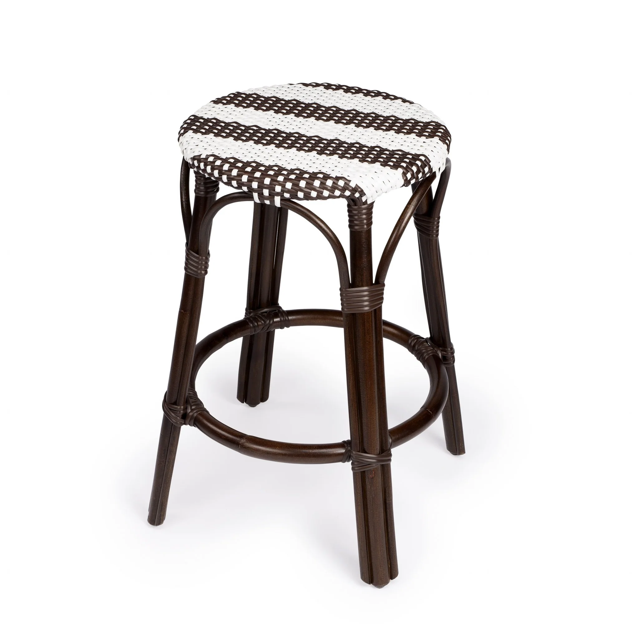 Dark Brown And White Rattan Counter Stool By Homeroots - Image 2