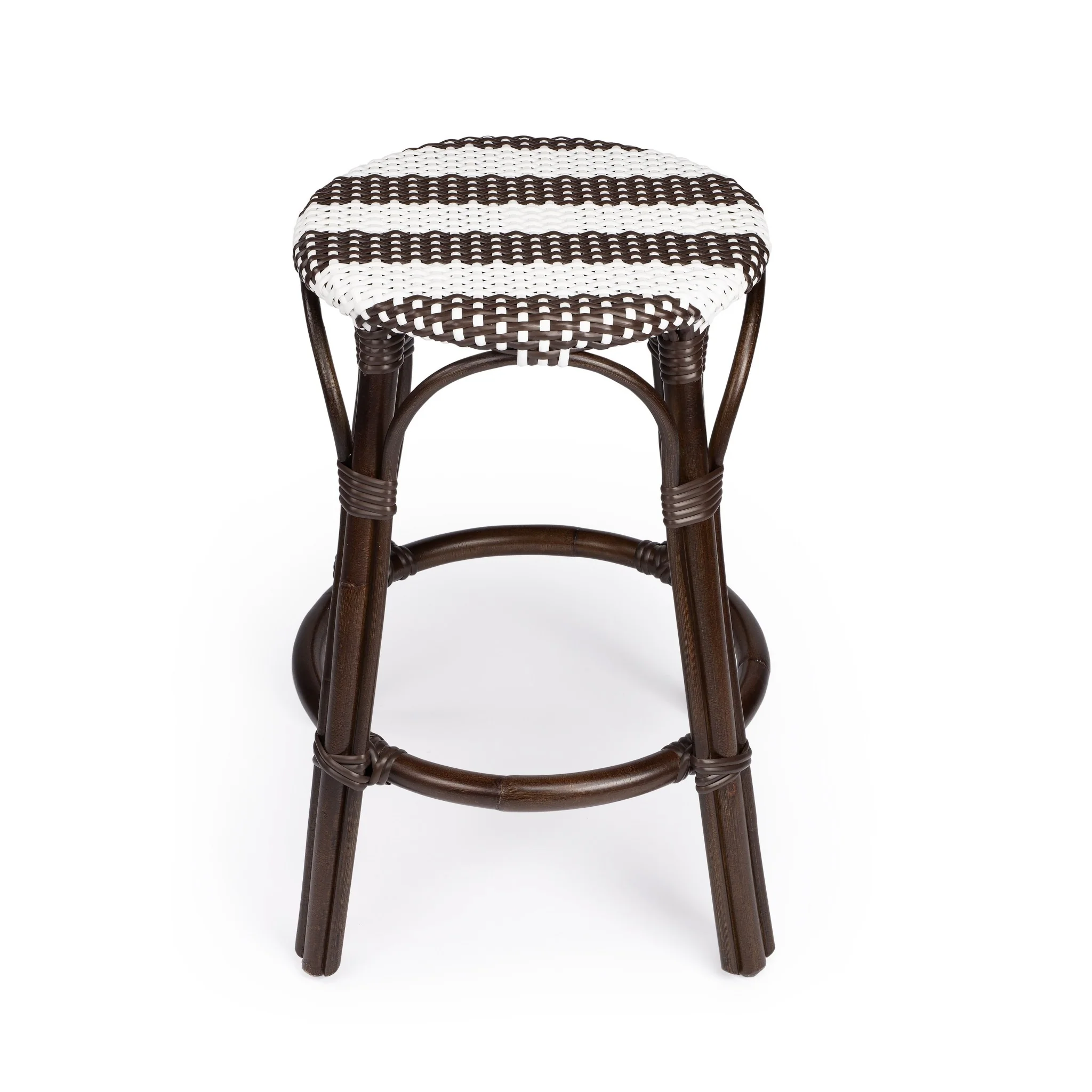 Dark Brown And White Rattan Counter Stool By Homeroots - Image 3