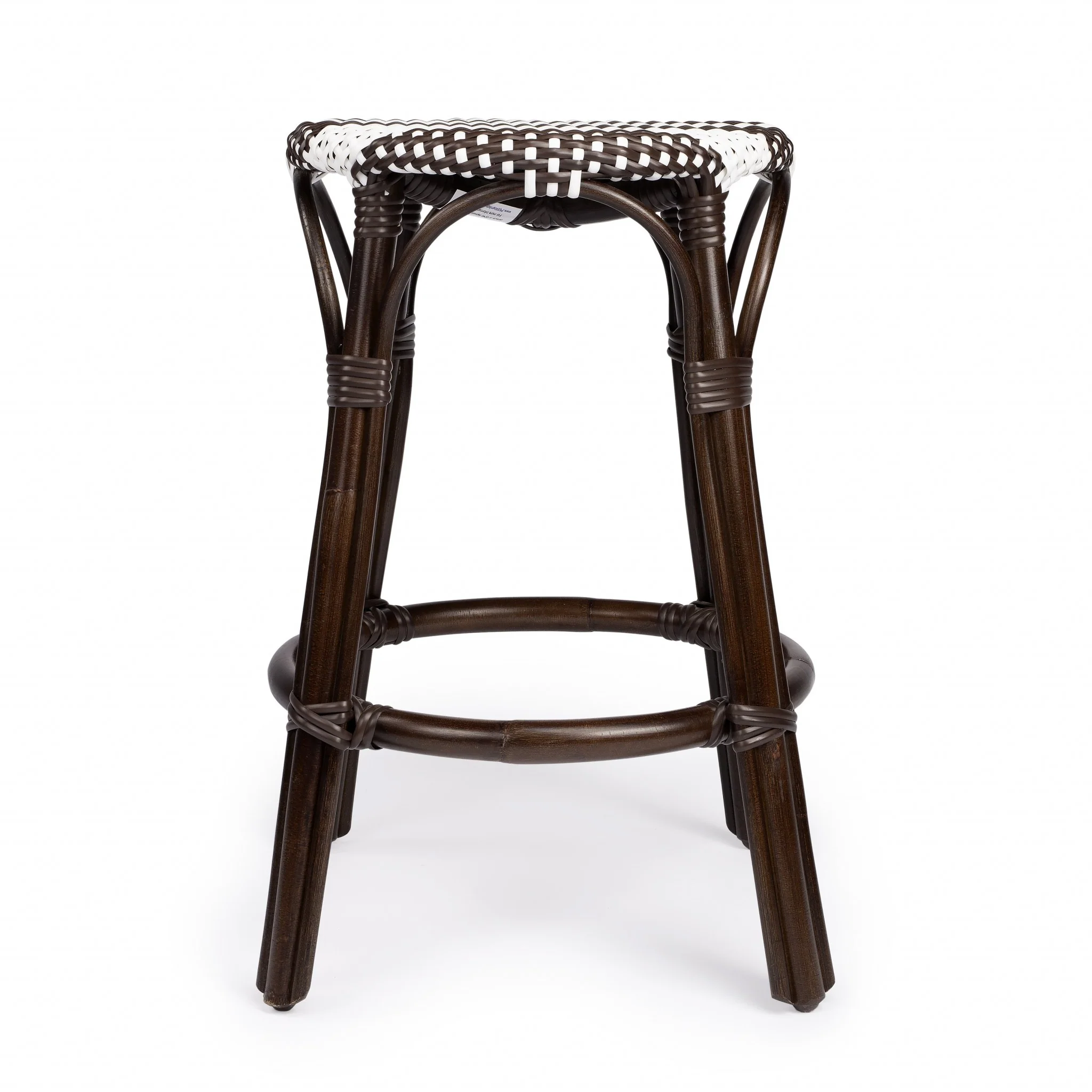 Dark Brown And White Rattan Counter Stool By Homeroots - Image 4