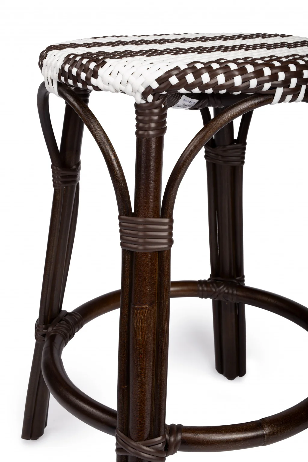 Dark Brown And White Rattan Counter Stool By Homeroots - Image 5